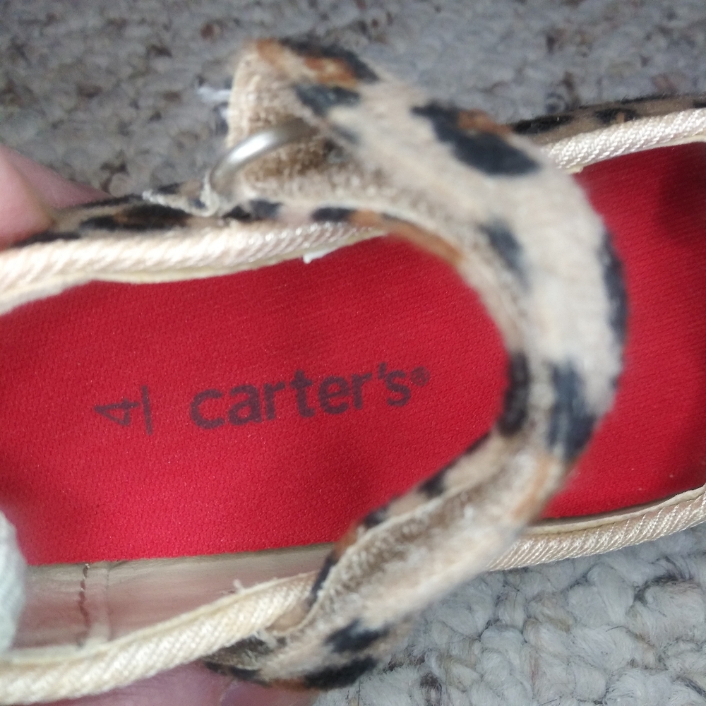 Carter's Embroidered Kitty Face Leopard Print, Toddler Mary Jane Shoes - Picture 3 of 5
